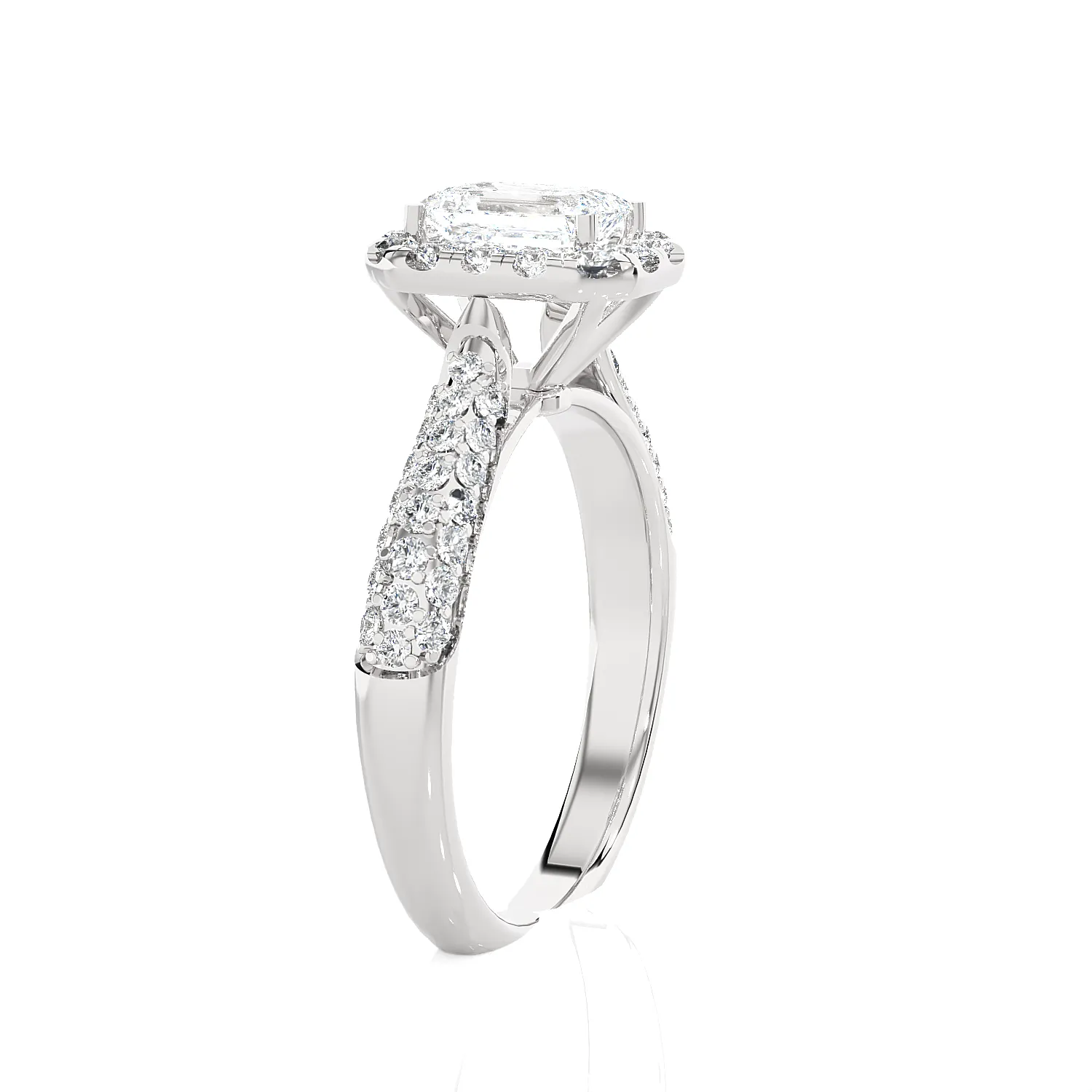 2 1/2 ctw Emerald-Cut Lab Grown Diamond Halo Engagement Ring