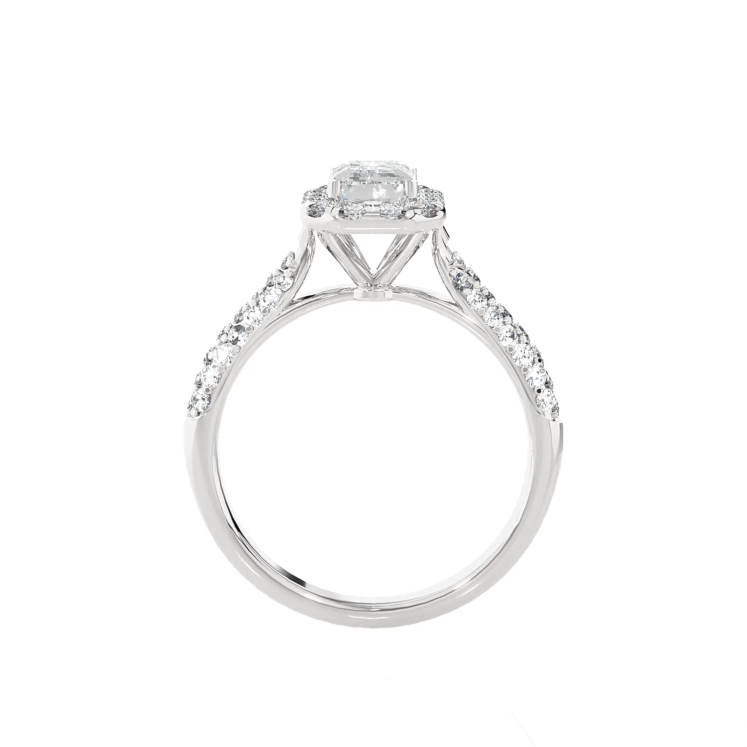 2 1/2 ctw Emerald-Cut Lab Grown Diamond Halo Engagement Ring