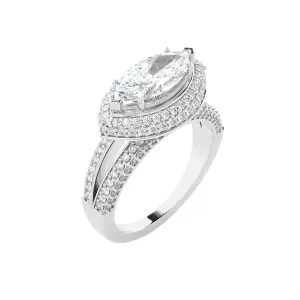 2 1/3 ctw Marquise Lab Grown Diamond Halo Engagement Ring