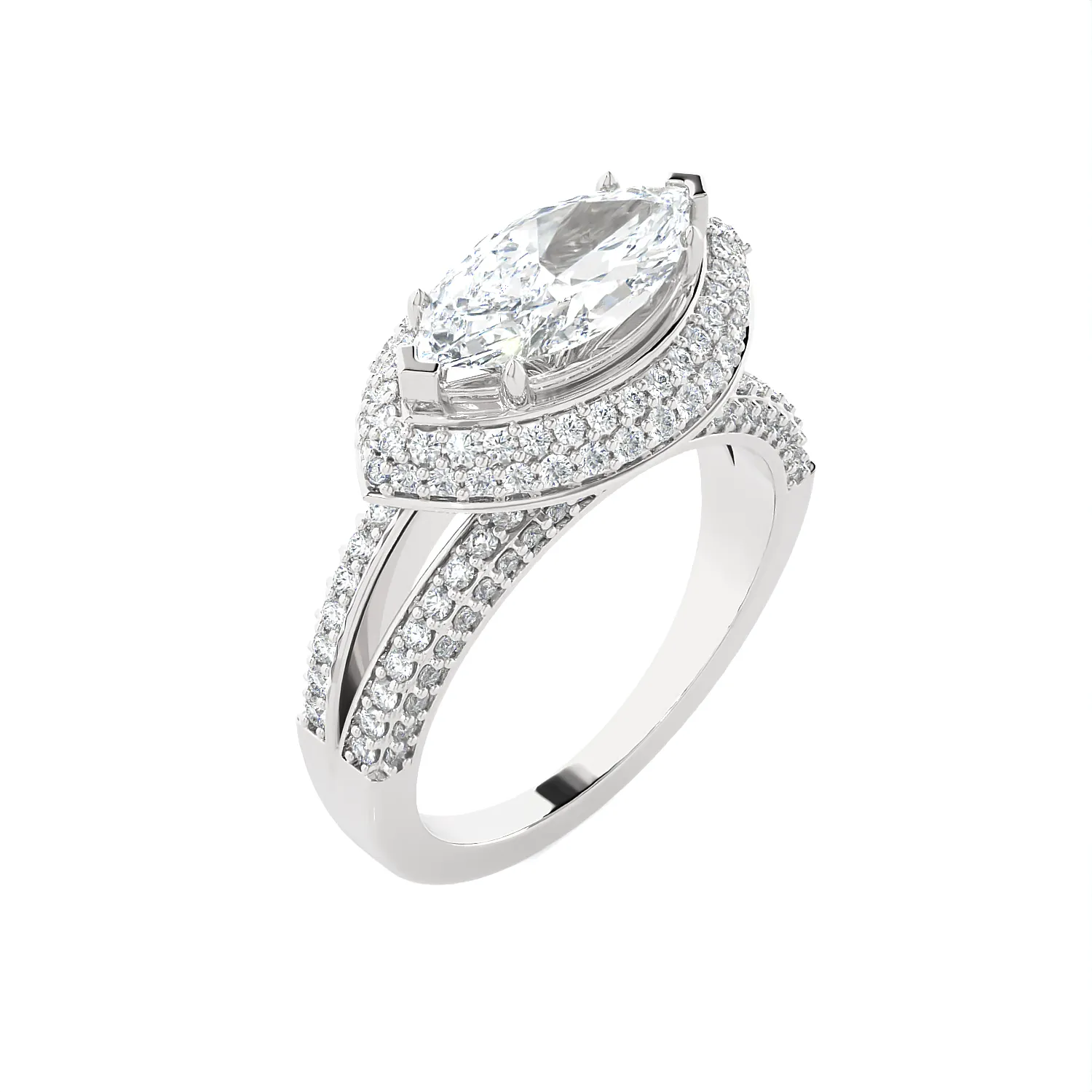 2 1/3 ctw Marquise Lab Grown Diamond Halo Engagement Ring