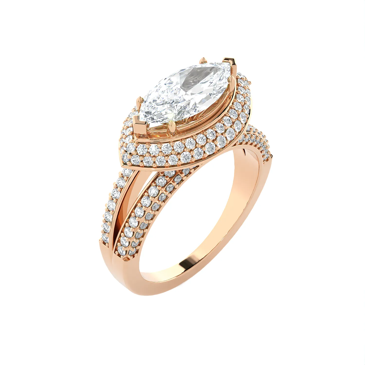 2 1/3 ctw Marquise Lab Grown Diamond Halo Engagement Ring