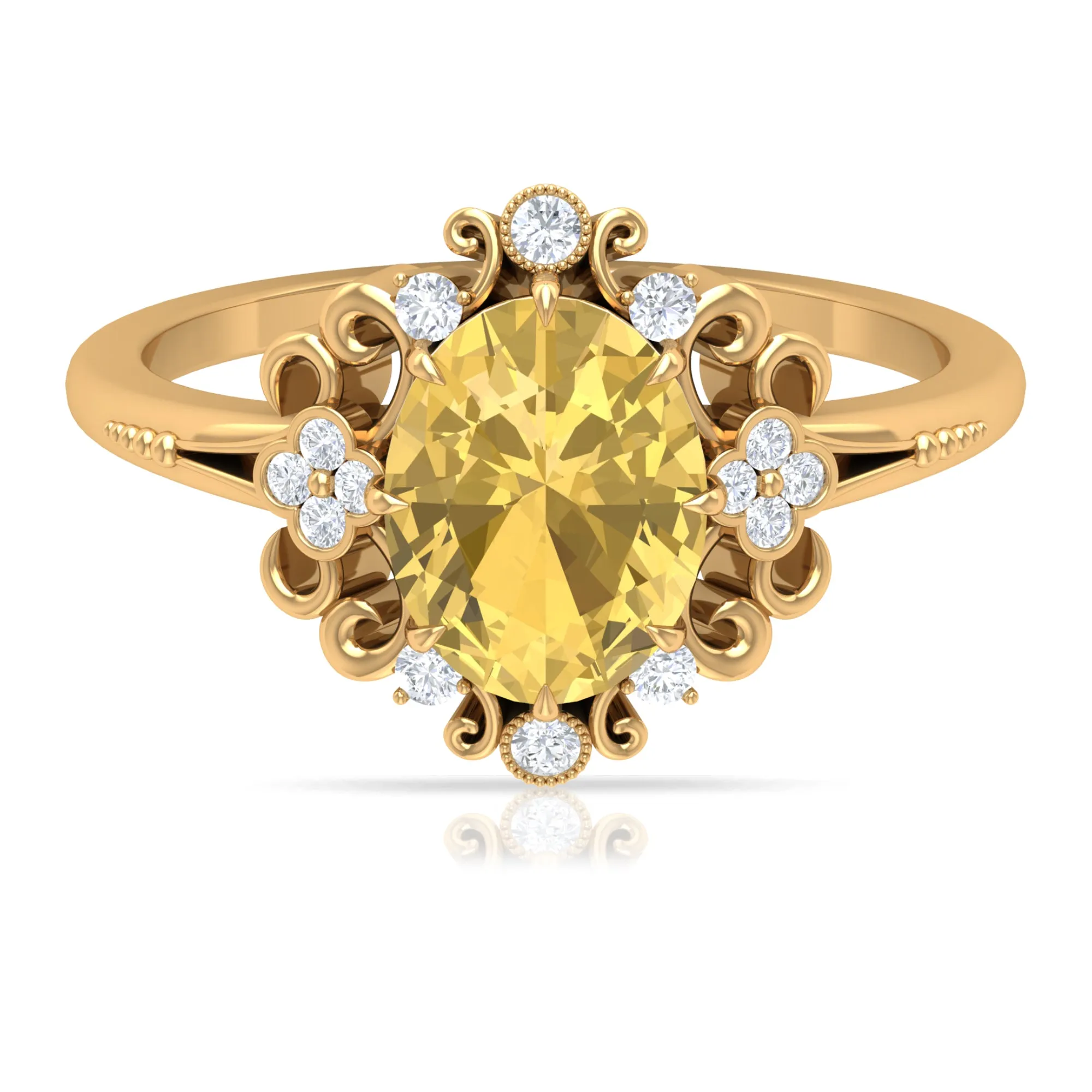 2 CT Nature Inspired Citrine and Diamond Engagement Ring