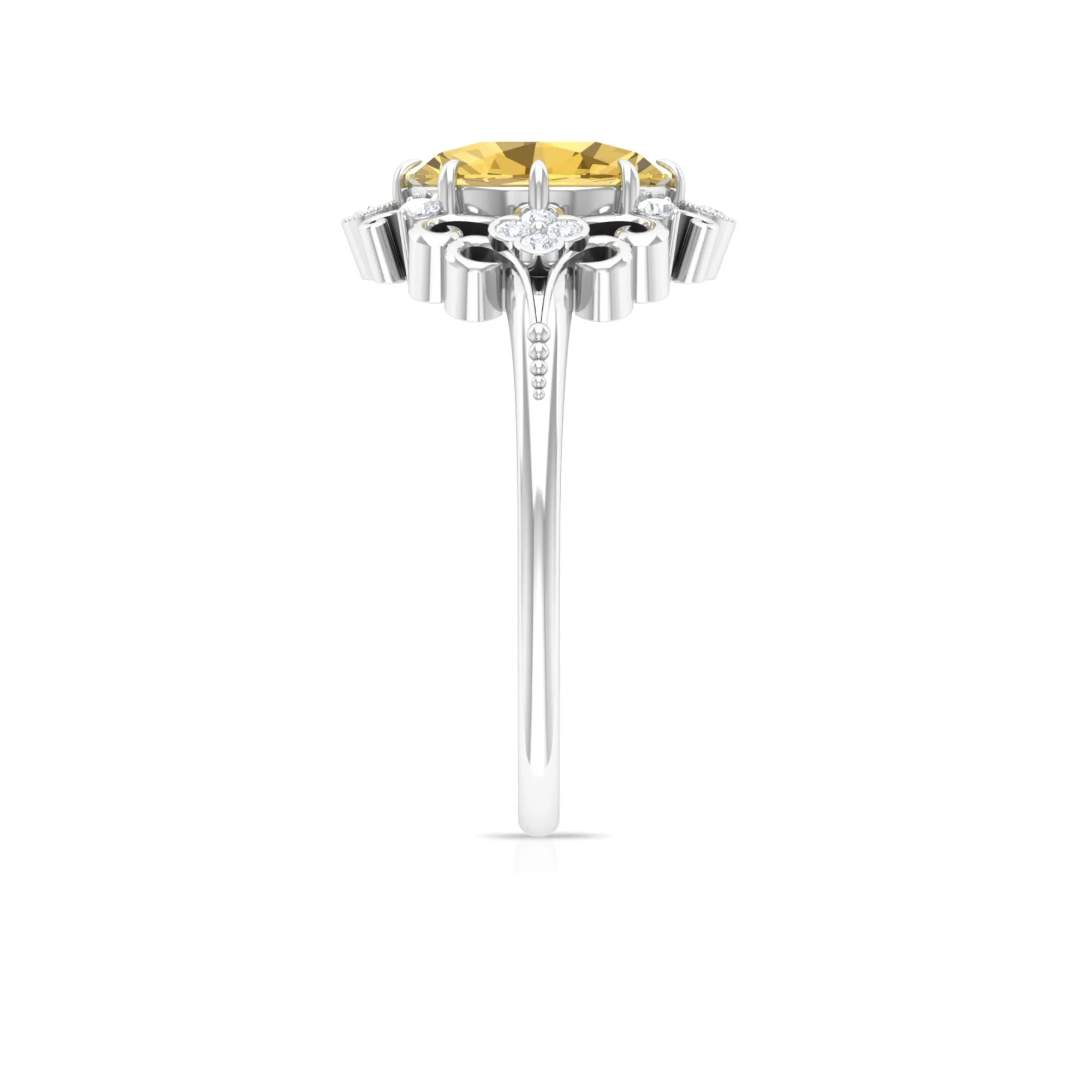 2 CT Nature Inspired Citrine and Diamond Engagement Ring