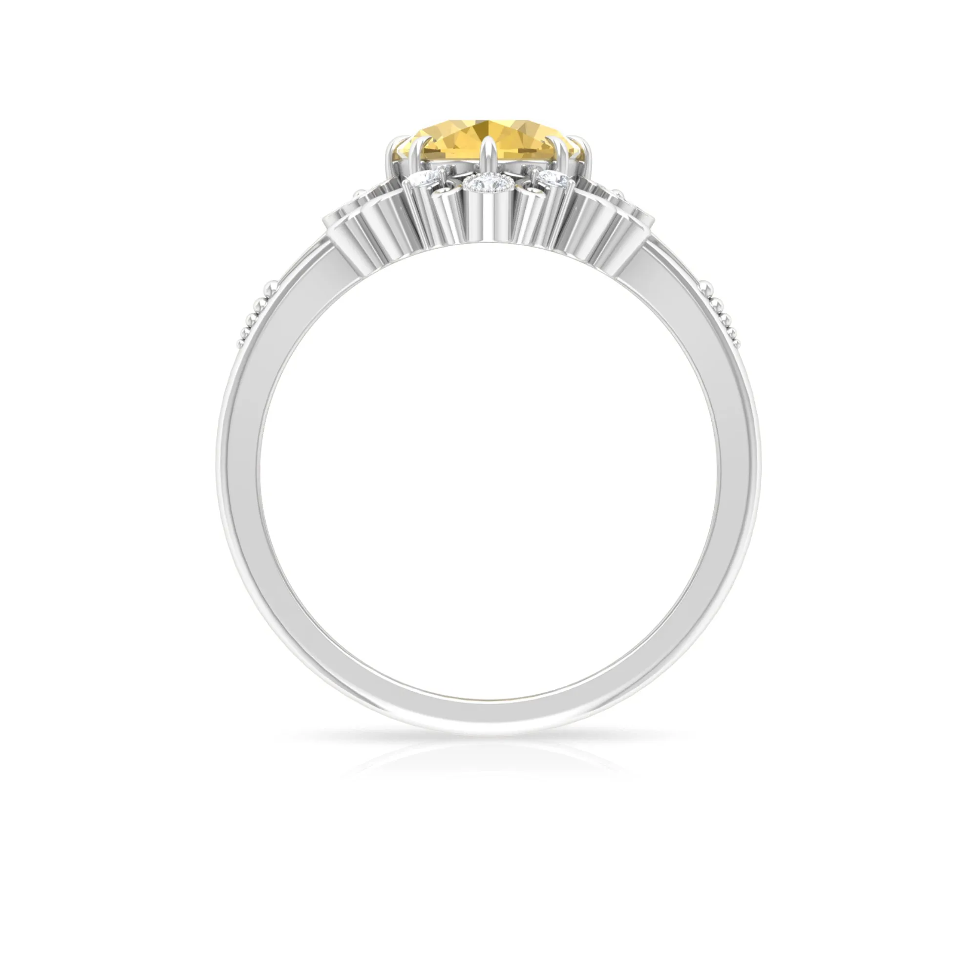 2 CT Nature Inspired Citrine and Diamond Engagement Ring