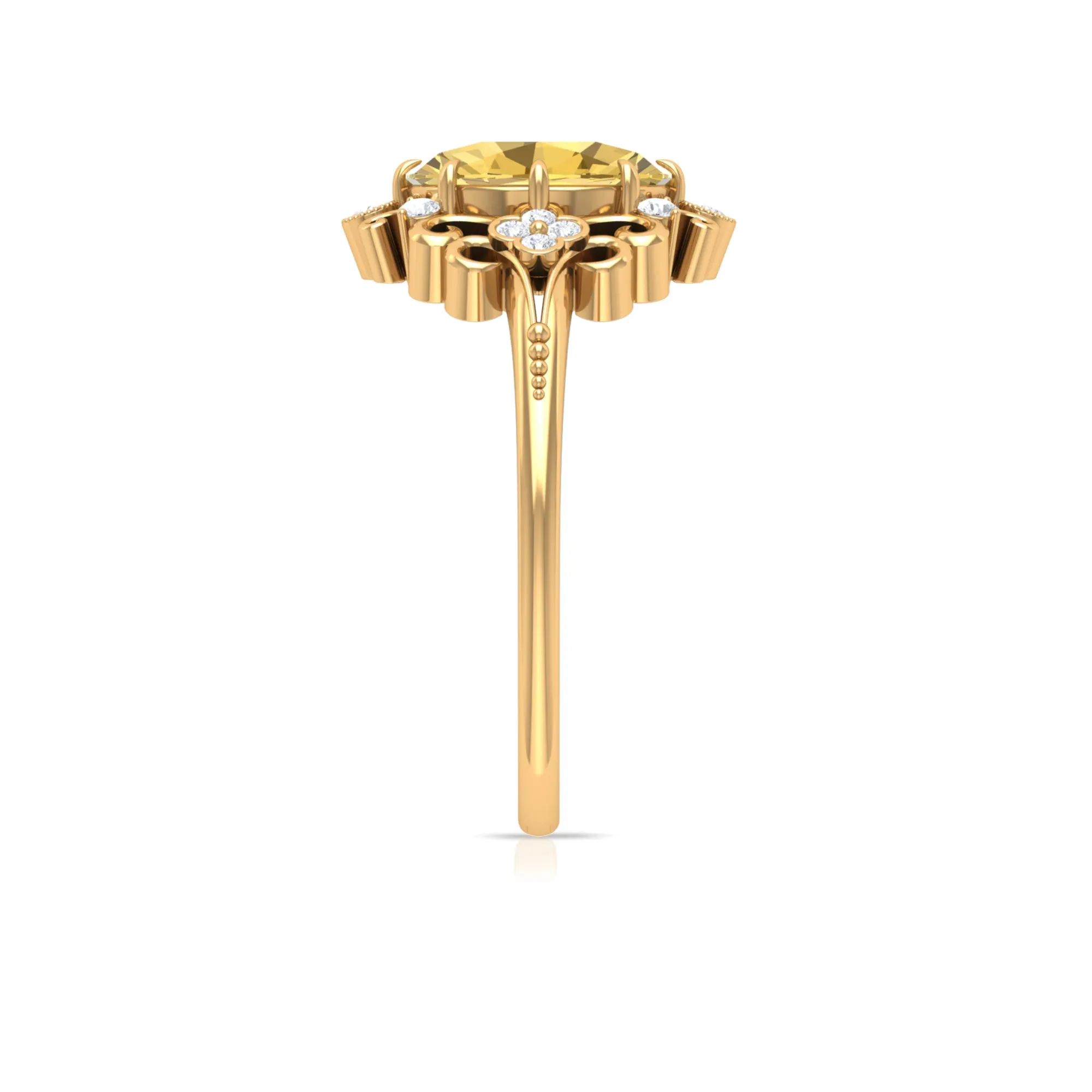 2 CT Nature Inspired Citrine and Diamond Engagement Ring