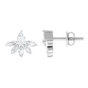 3/4 CT Pear and Marquise Cut Diamond Flower Stud Earrings