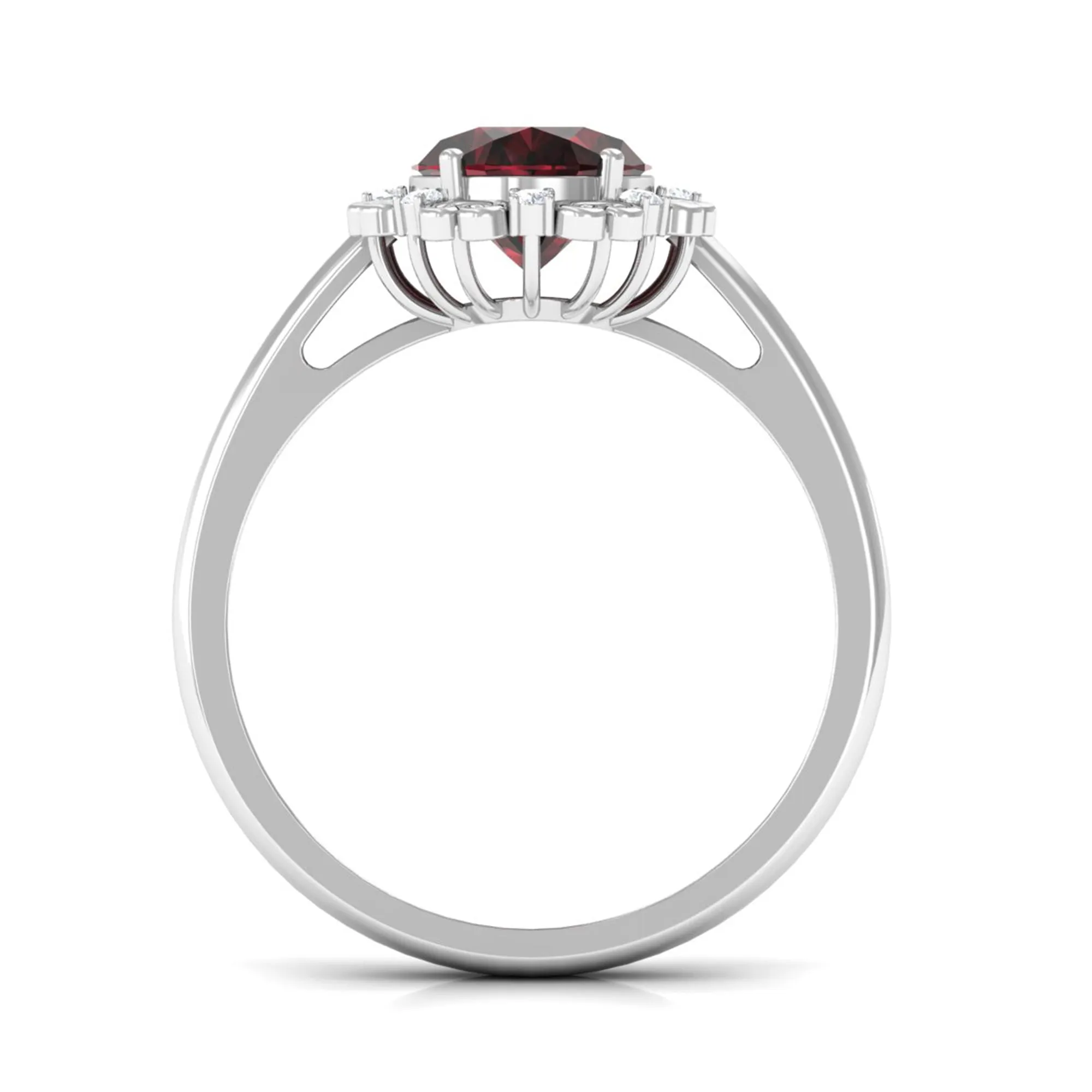 3.75 CT Vintage Inspired Garnet Engagement Ring with Diamond
