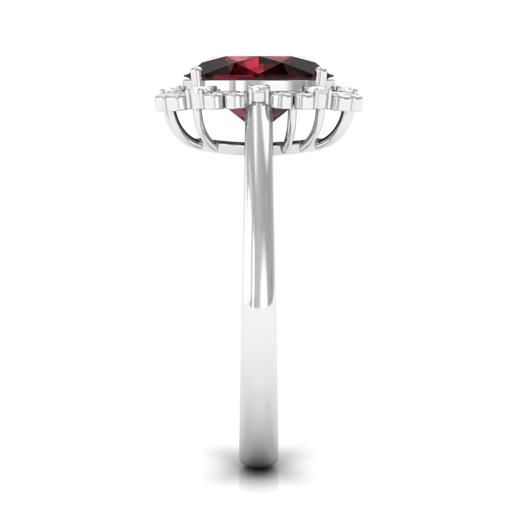 3.75 CT Vintage Inspired Garnet Engagement Ring with Diamond