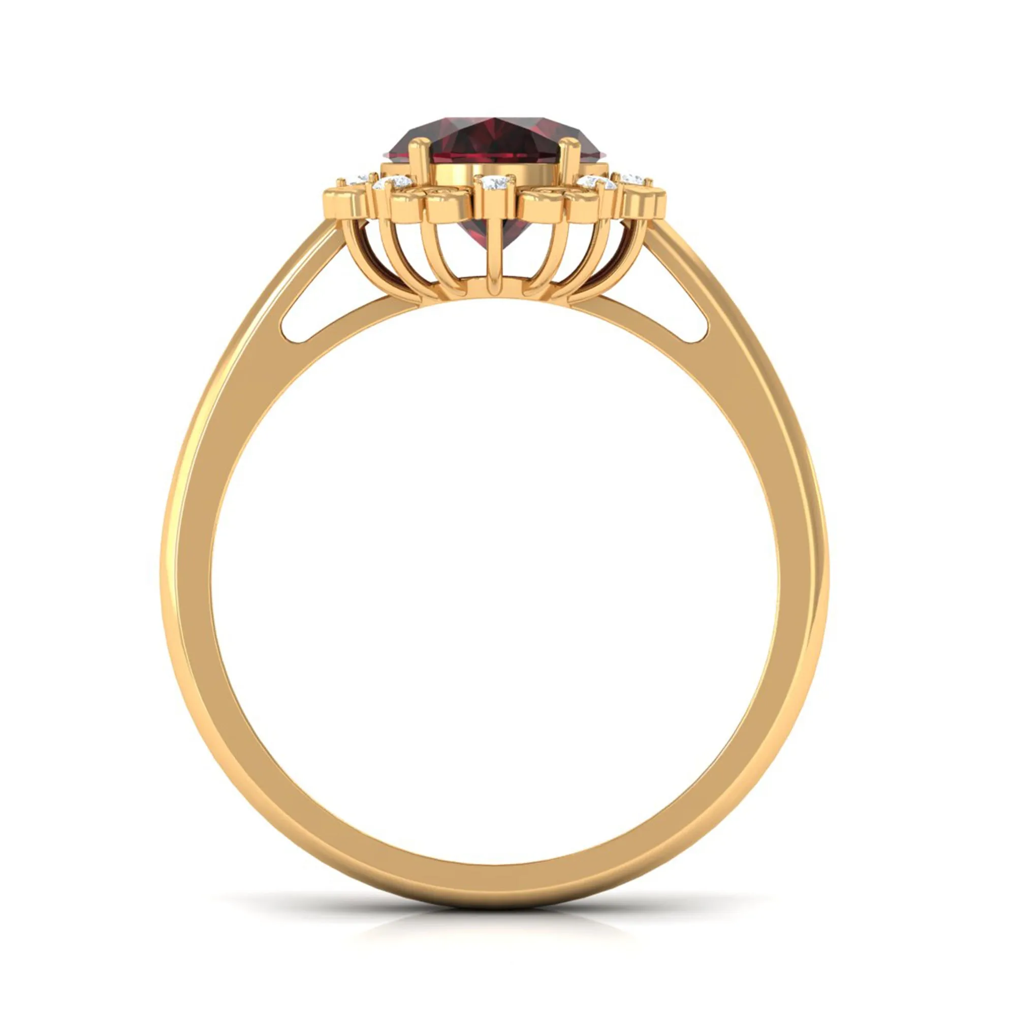 3.75 CT Vintage Inspired Garnet Engagement Ring with Diamond