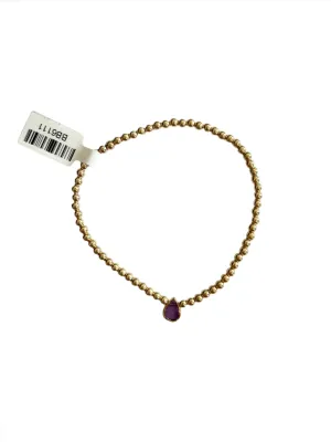 3mm Gold Bracelet with Amethyst Drop