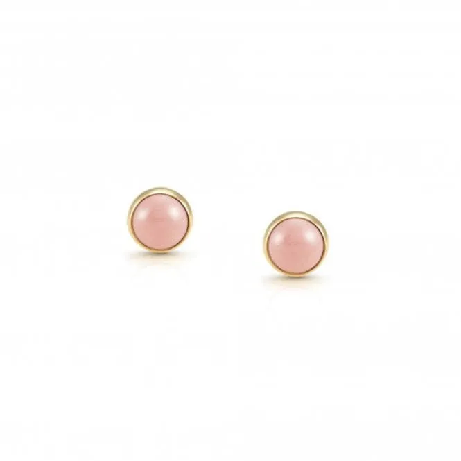 750 Gold Round Stones Pink Coral Earrings 027842/006