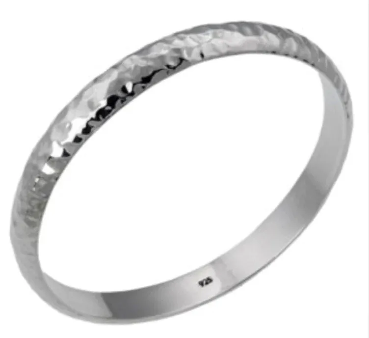 925 Silver Hammered Bangle - 8mm
