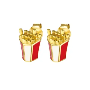 925 Silver Red And Yellow Potato Chip Stud Earrings