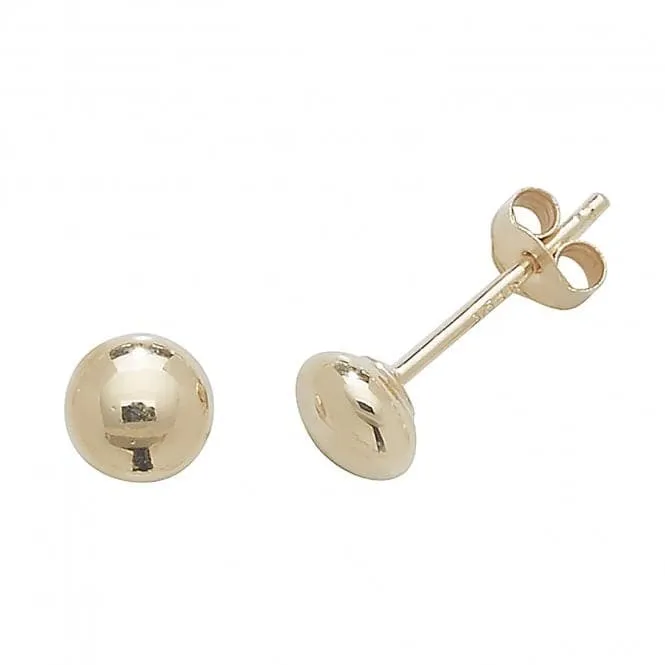 9ct  Yellow  Gold  4mm  Button  Stud  Earrings  ES405