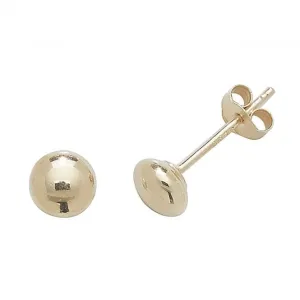 9ct  Yellow  Gold  4mm  Button  Stud  Earrings  ES405