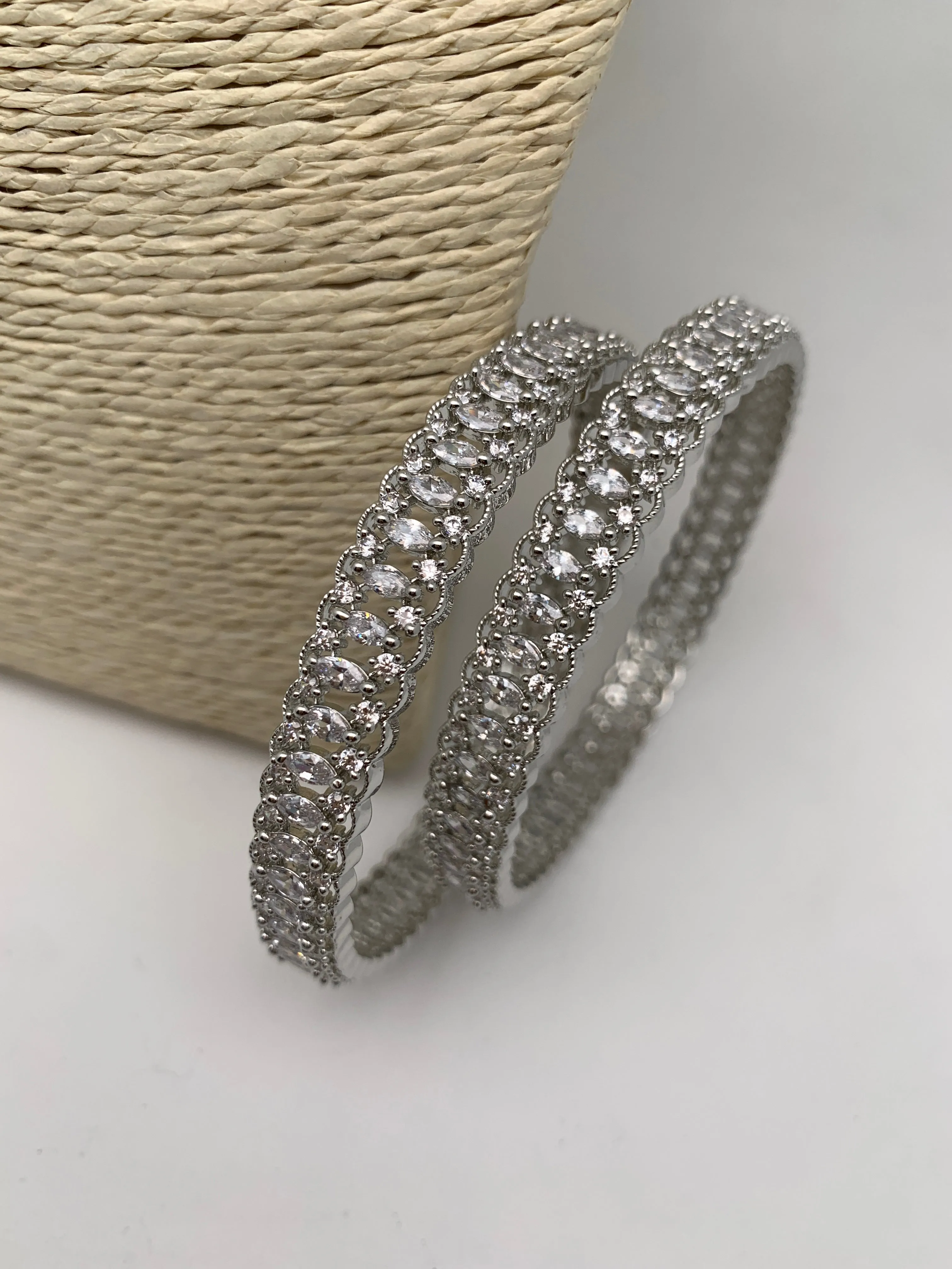 AD Silver Finish Bangles