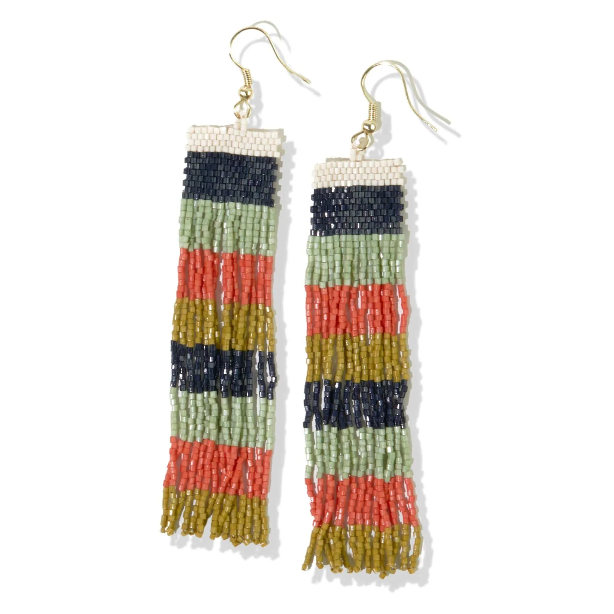 Ada Color Block Beaded Fringe Earrings