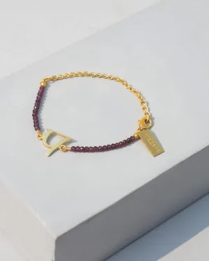 Alphabet P Garnet Bracelet