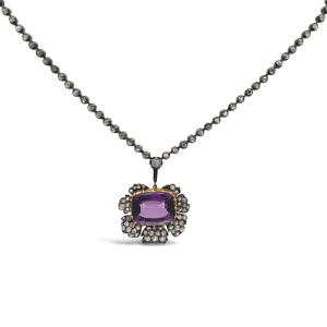 Amethyst & Diamond Flower Necklace