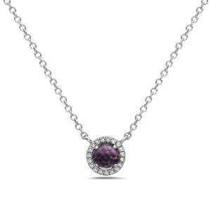 Amethyst And Diamond Halo Necklace