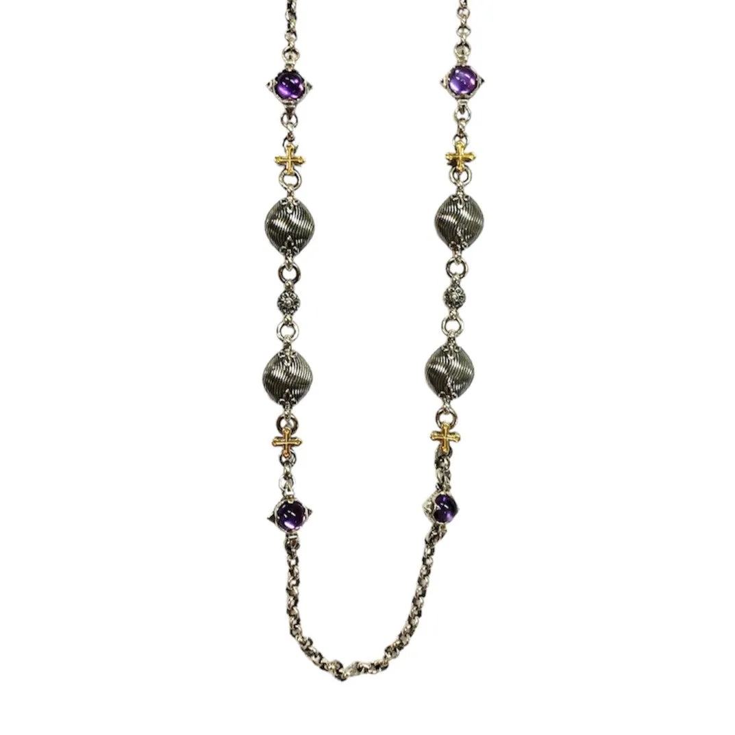 Amethyst and Gold Cross Necklace