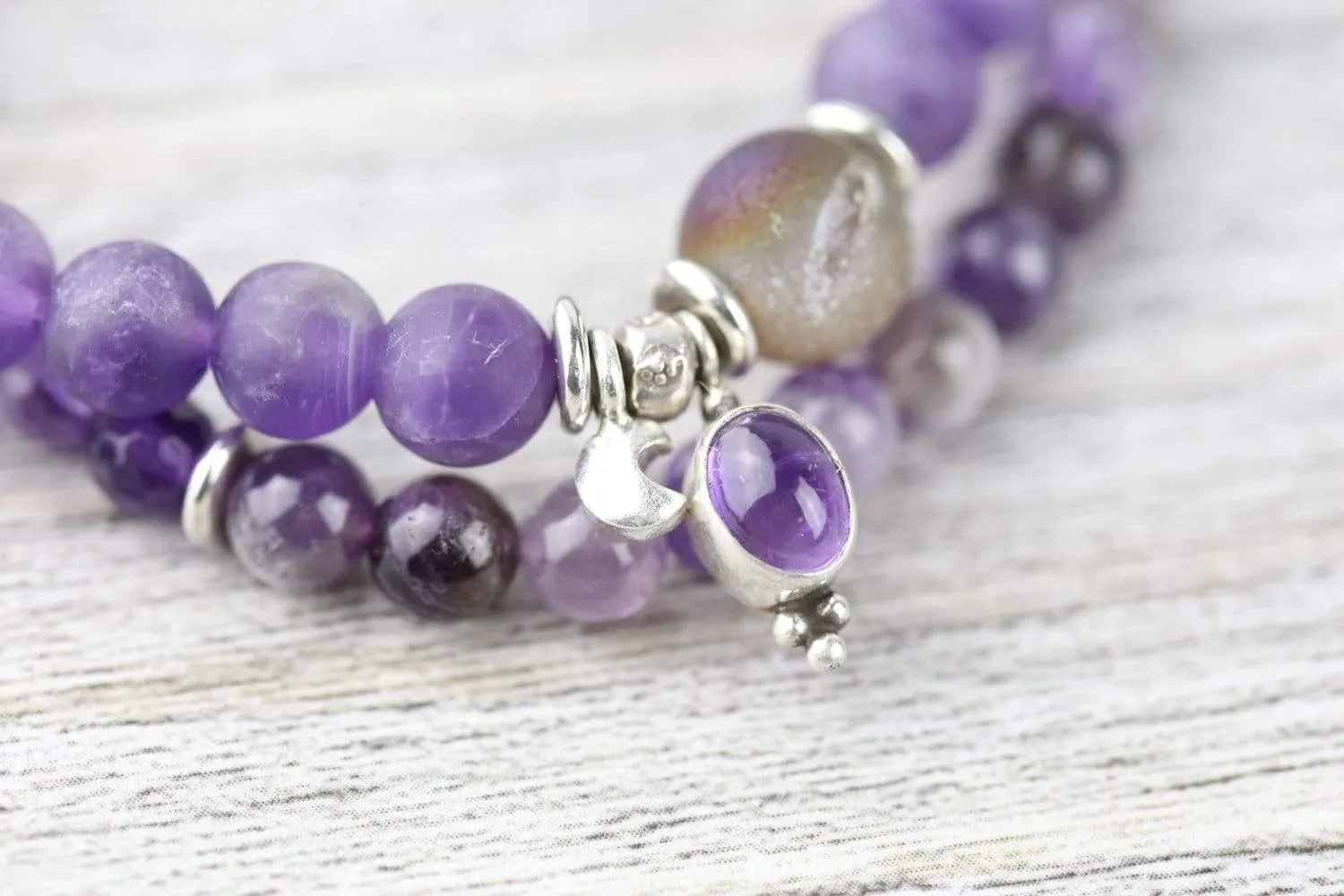 Amethyst Chakra Charm Double Wrap Bracelet