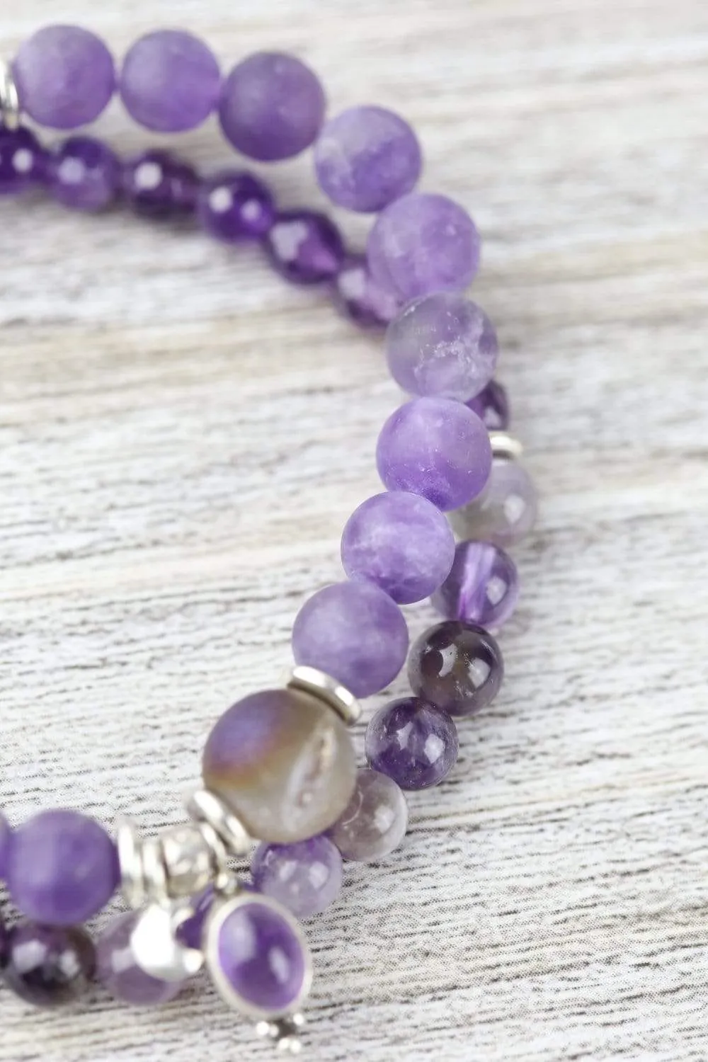 Amethyst Chakra Charm Double Wrap Bracelet