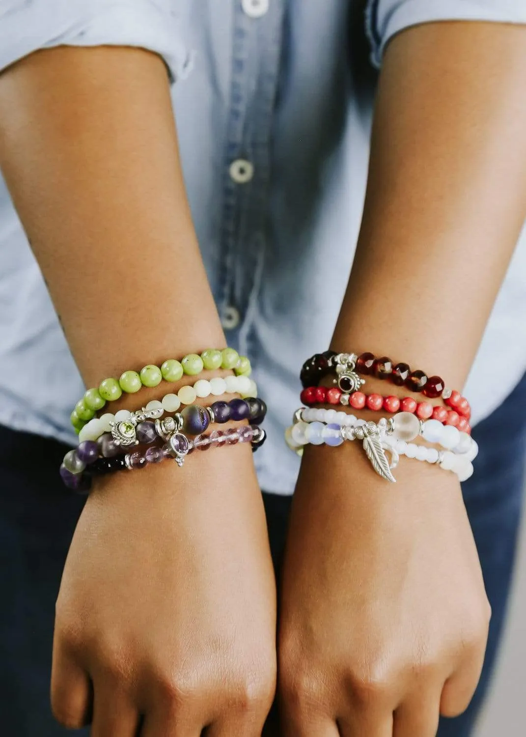 Amethyst Chakra Charm Double Wrap Bracelet