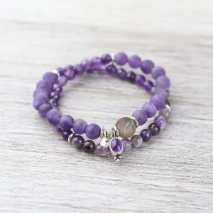 Amethyst Chakra Charm Double Wrap Bracelet