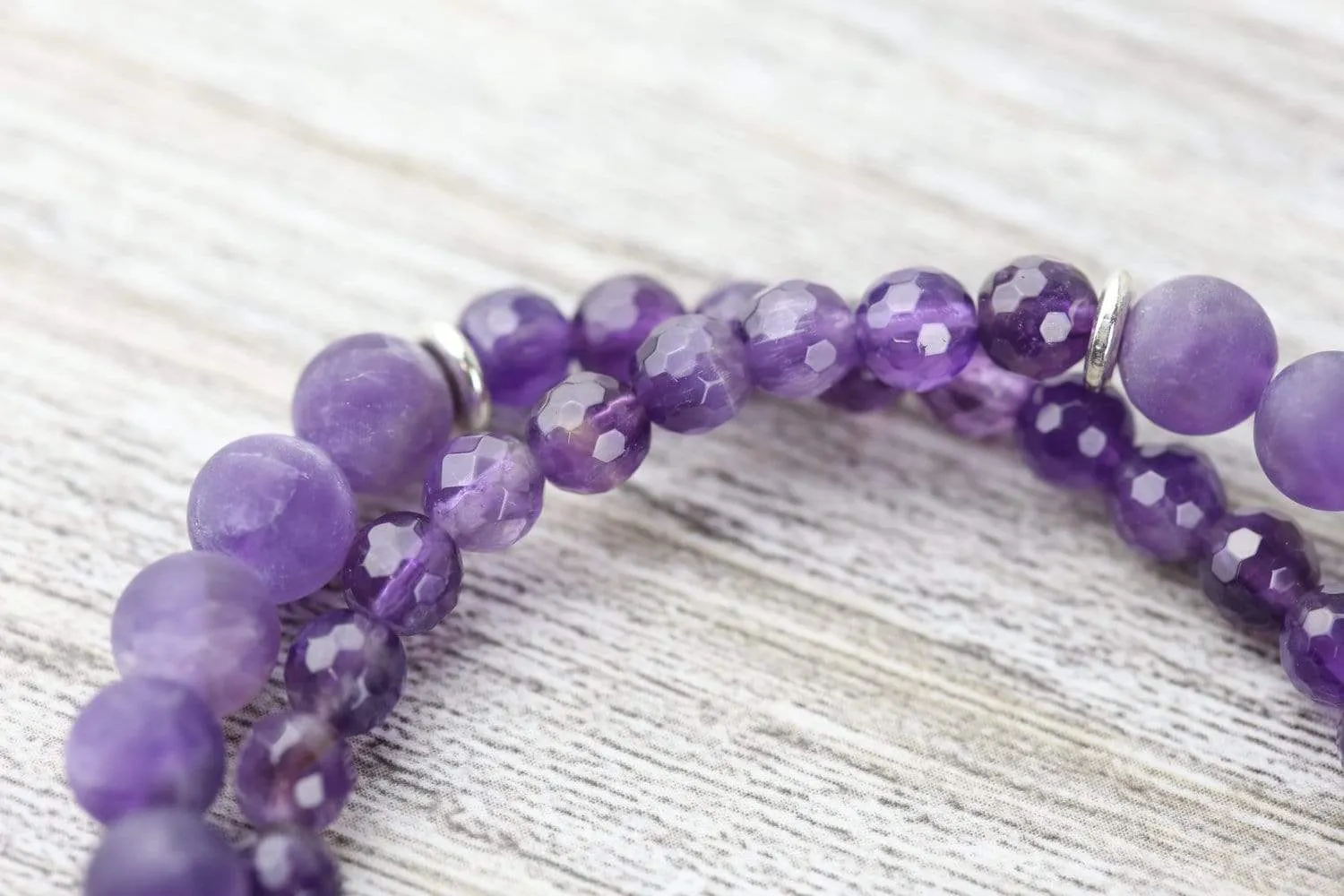 Amethyst Chakra Charm Double Wrap Bracelet