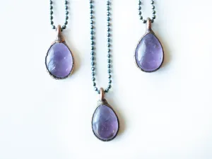 Amethyst teardrop necklace | February Birthstone pendant