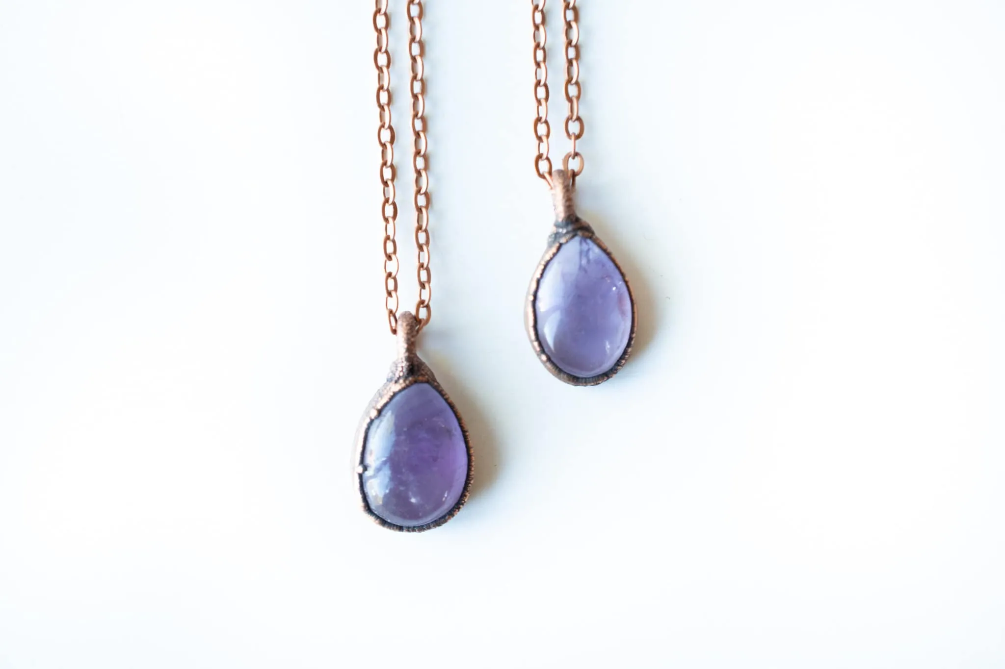 Amethyst teardrop necklace | February Birthstone pendant