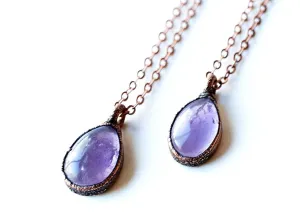 Amethyst teardrop necklace | February Birthstone pendant