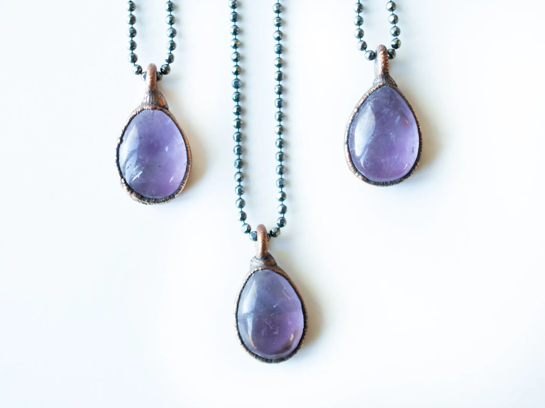 Amethyst teardrop necklace | February Birthstone pendant