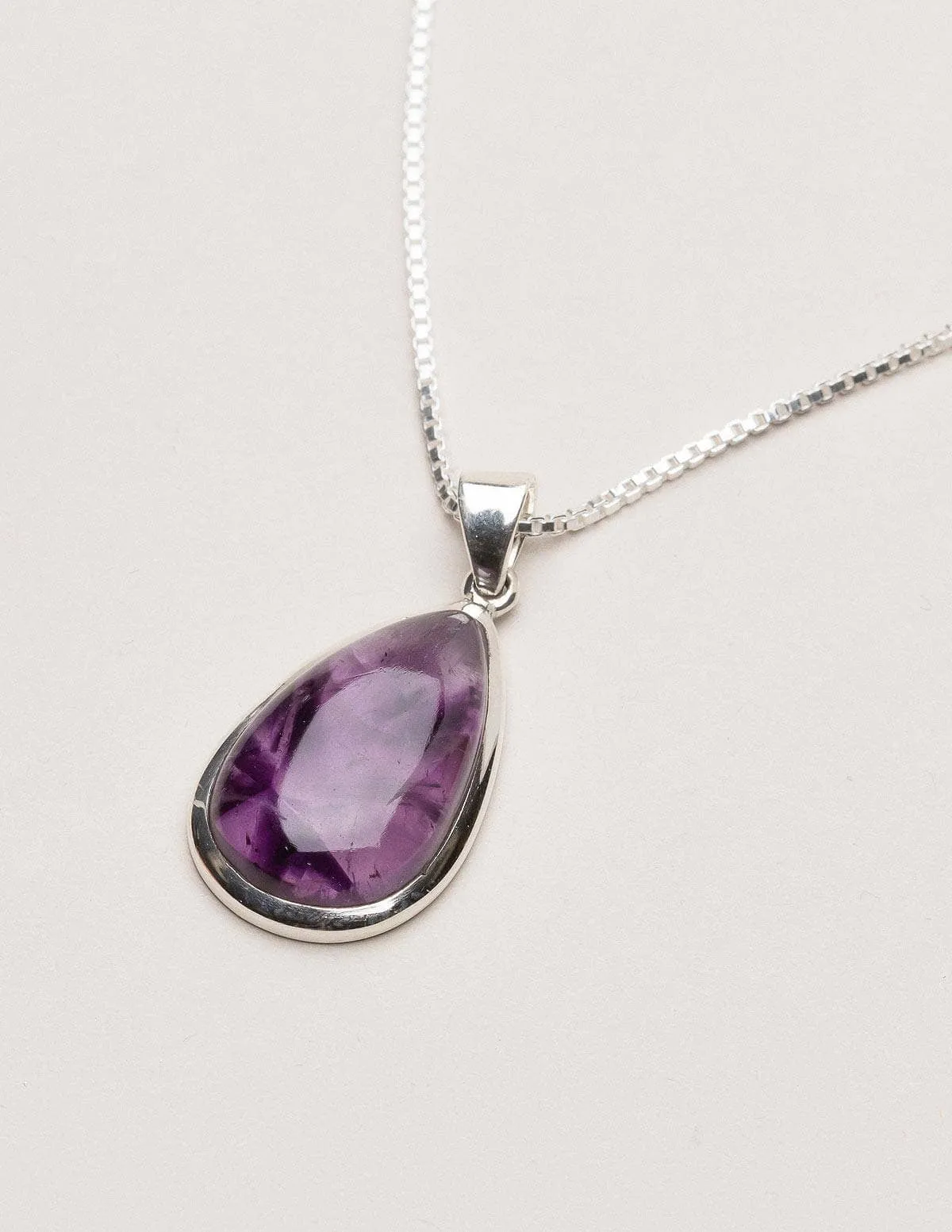 Amethyst Teardrop Pendant Necklace