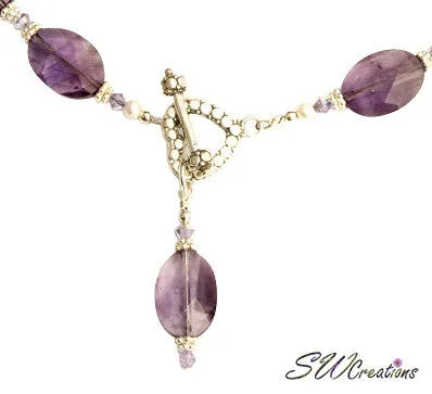 Amethyst Violet Gemstone Beaded Necklace Set