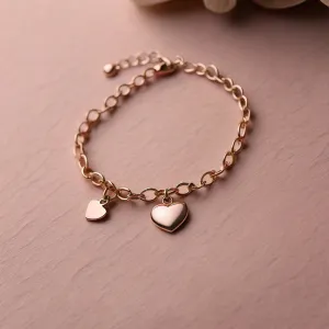 Anona Rose Gold Pandora Infant Childrens Double Heart Bracelet Chain