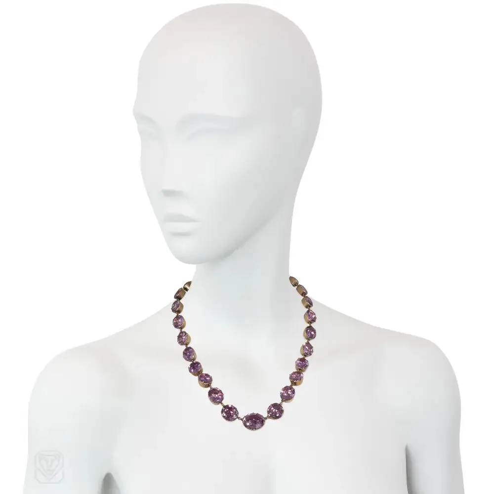 Antique foiled amethyst riviere necklace