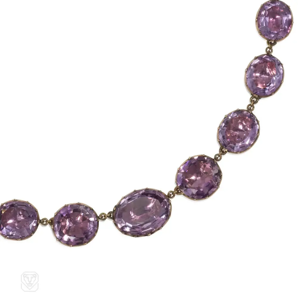 Antique foiled amethyst riviere necklace