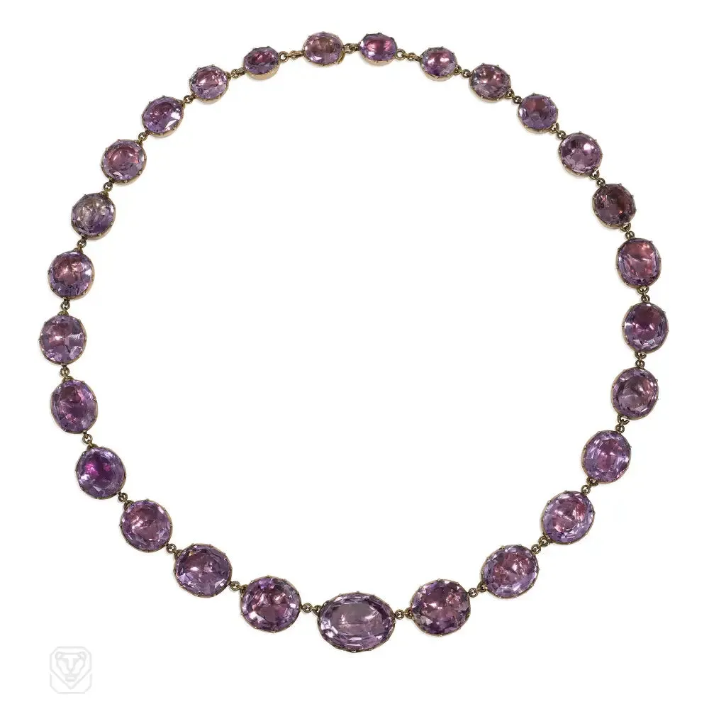 Antique foiled amethyst riviere necklace