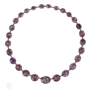 Antique foiled amethyst riviere necklace