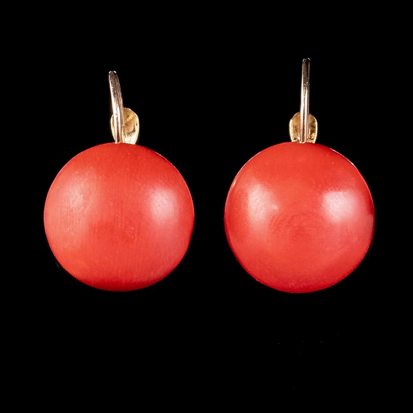 Antique Victorian Coral Earrings 18ct Gold Circa 1880