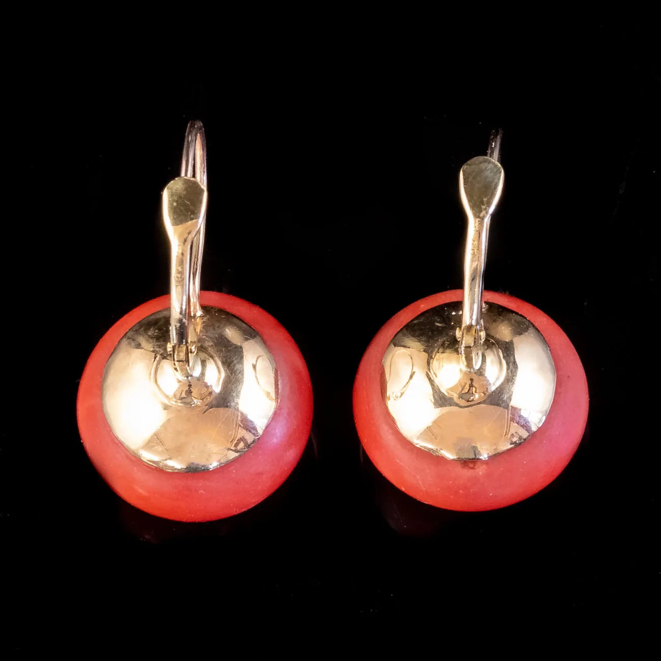 Antique Victorian Coral Earrings 18ct Gold Circa 1880