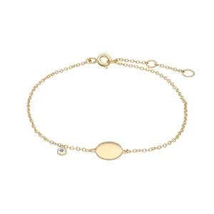 Aquamarin Gravur Armband in Vergoldetem Sterling Silber