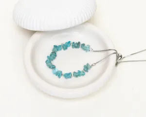 Aquamarine Chips With Silver Chain