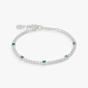 Aquamarine Curb Chain Bracelet, March Birthstone
