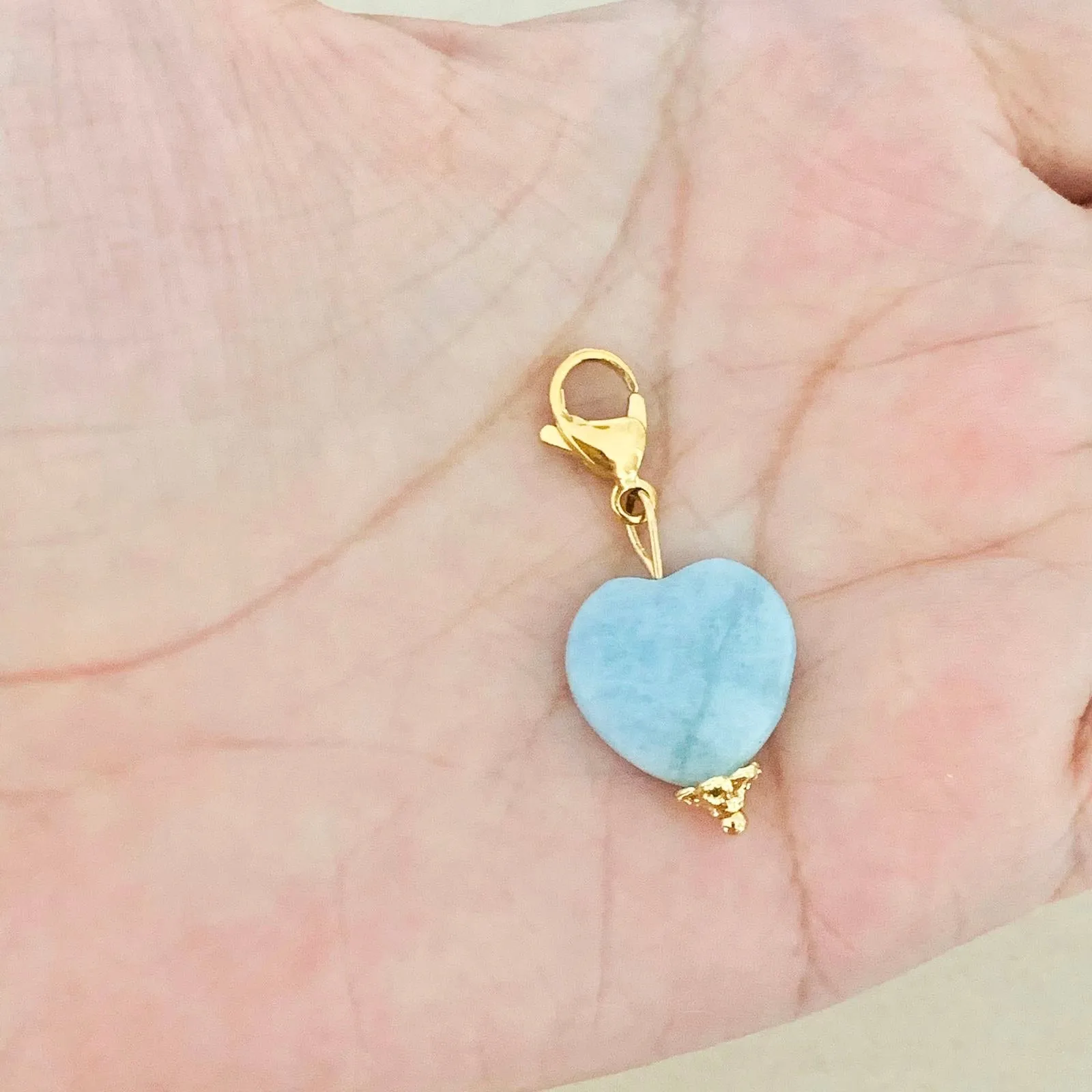 Aquamarine Heart Charm