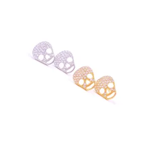 Ashley Gold Sterling Silver CZ Skull Design Skull Earrings