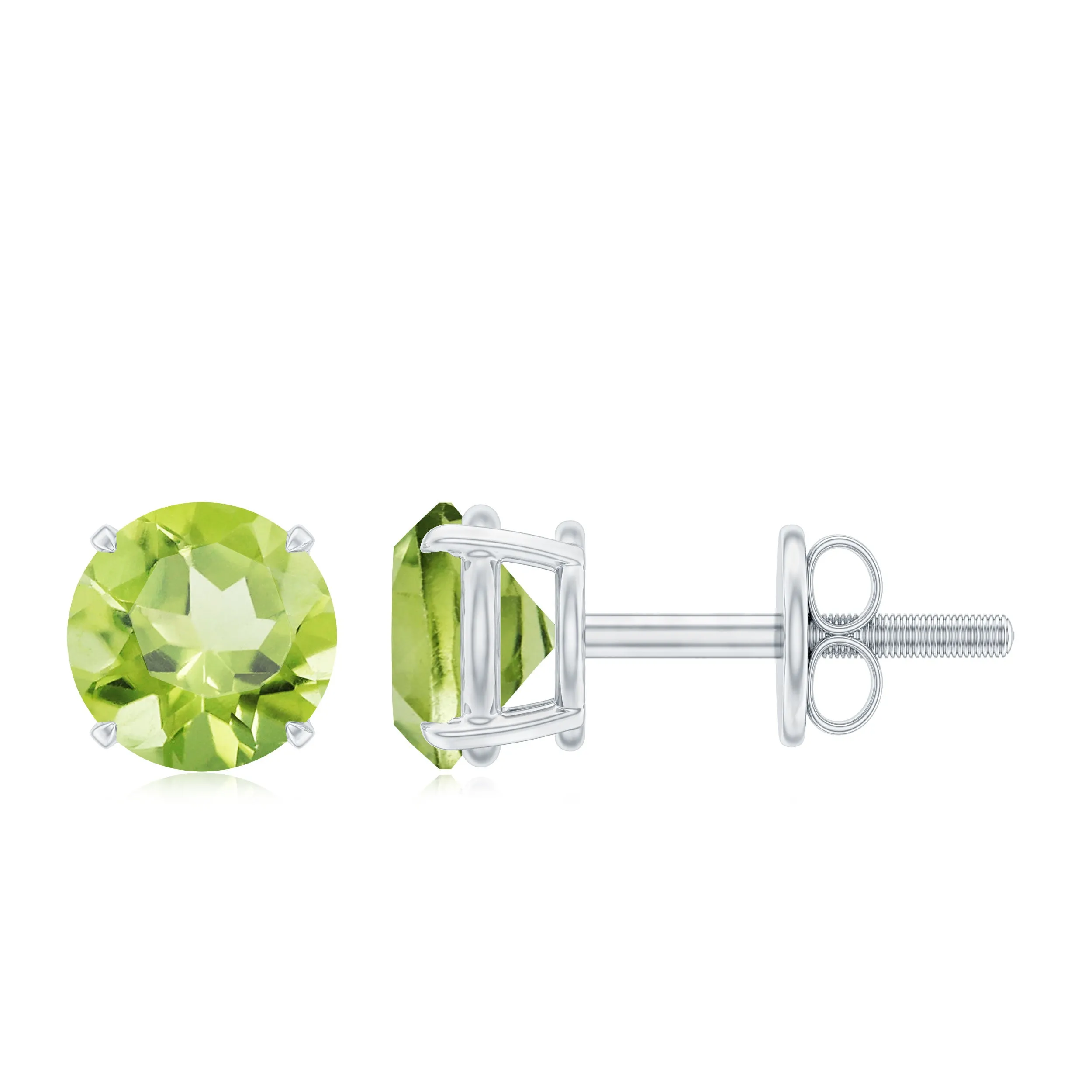 August Birthstone 1/2 CT Round Cut Peridot Solitaire Stud Earrings for Women