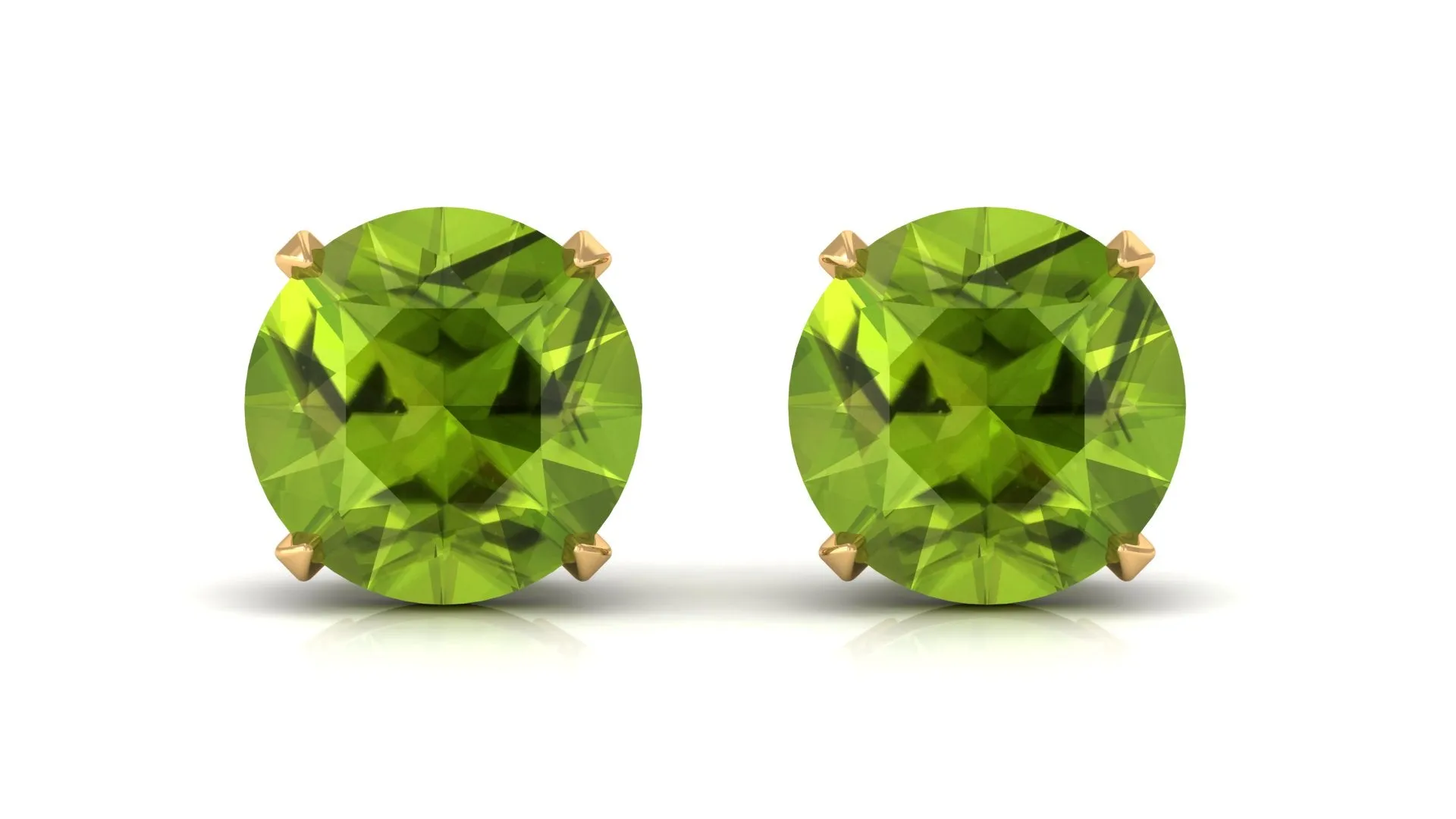 August Birthstone 1/2 CT Round Cut Peridot Solitaire Stud Earrings for Women